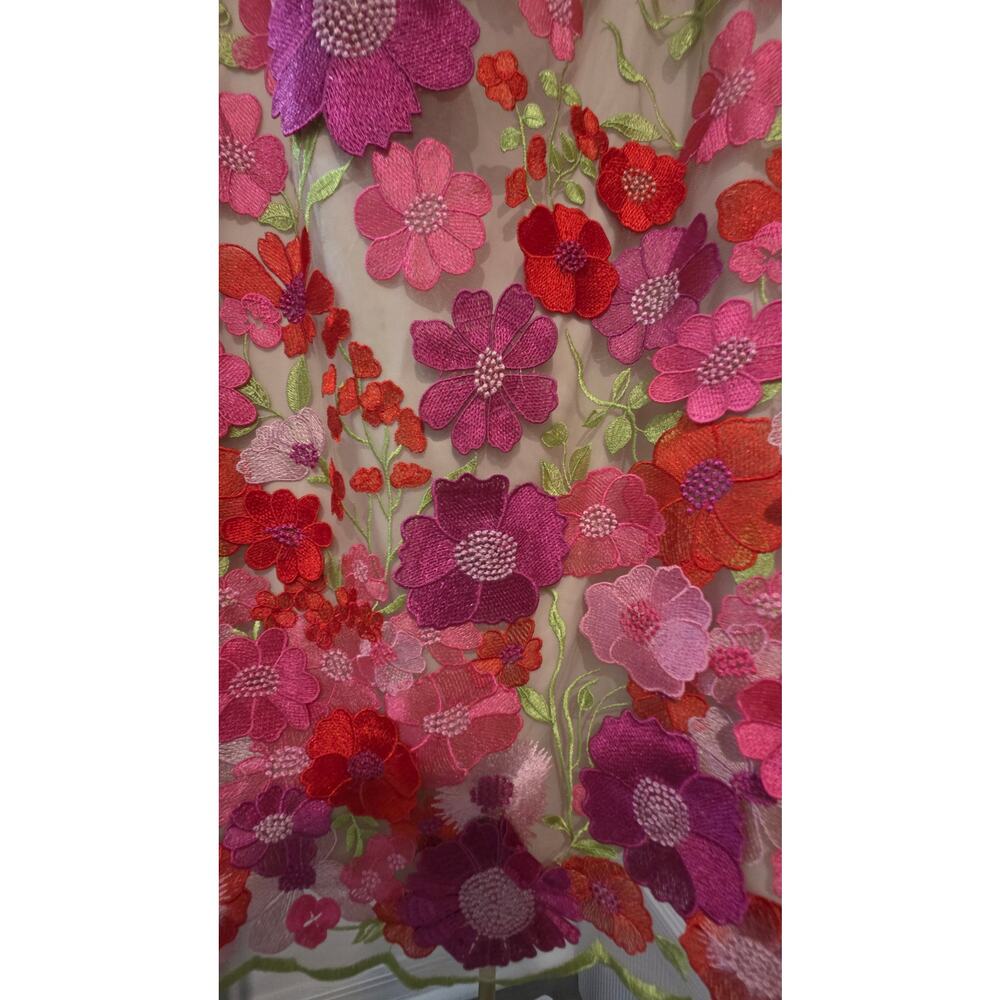 Eliza J Pink Multi 3D Floral Appliqué Embroidered Dress Size 4 NWT Zip Closure - Picture 9 of 12